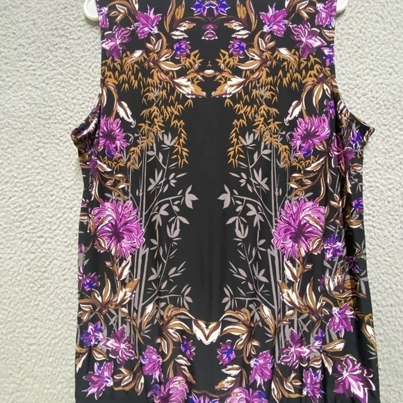 INC International Concepts Top Women Large Black Purple Sleeveless Wrap - Picture 9 of 10